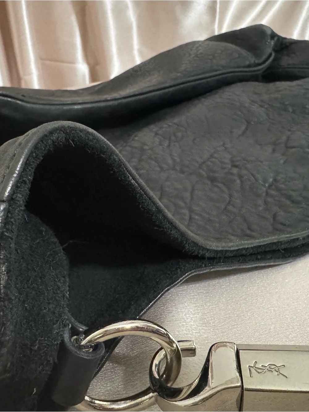 Yves Saint Laurent Black Leather Hobo Bag